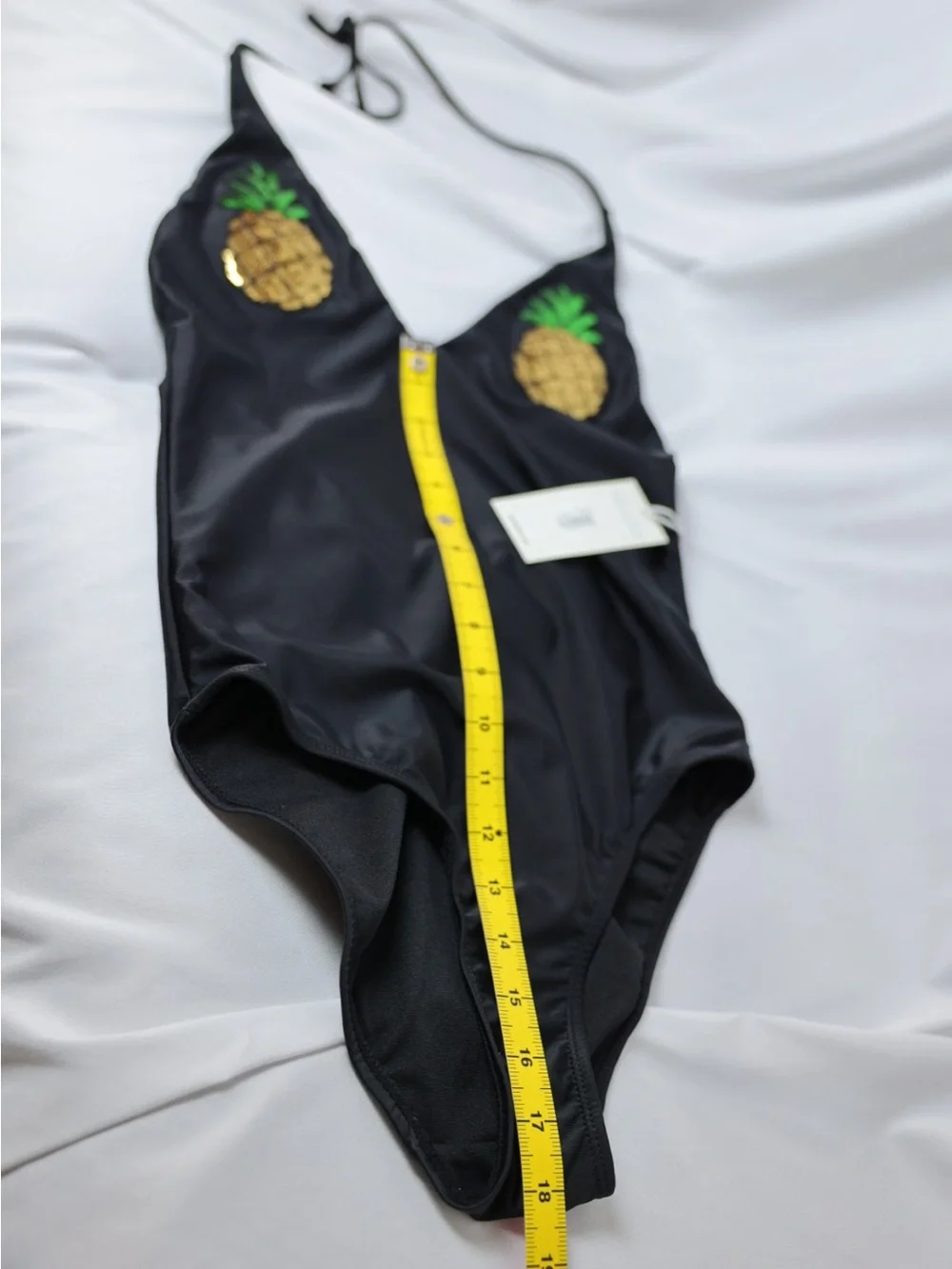 New Gold Pineapple Sequin Black One Piece unique fun party Swimsuit by New Look
